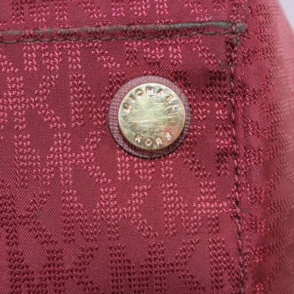 Michael Kors Jet Set Burgundy Nylon Tote Bag Leather Trim Travel Carry-On Sleeve - Picture 9 of 9